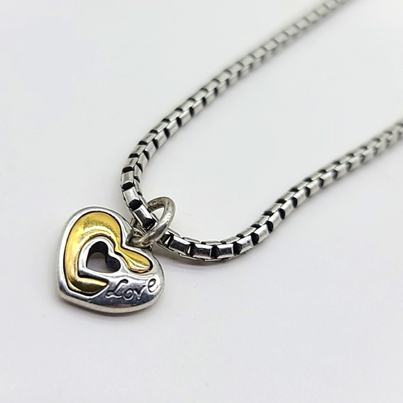 🎉HP🥳 Brighton "GOLDEN SPRING" Two-Tone Chain Bracelet w "Love" Heart Charm! - Picture 1 of 9